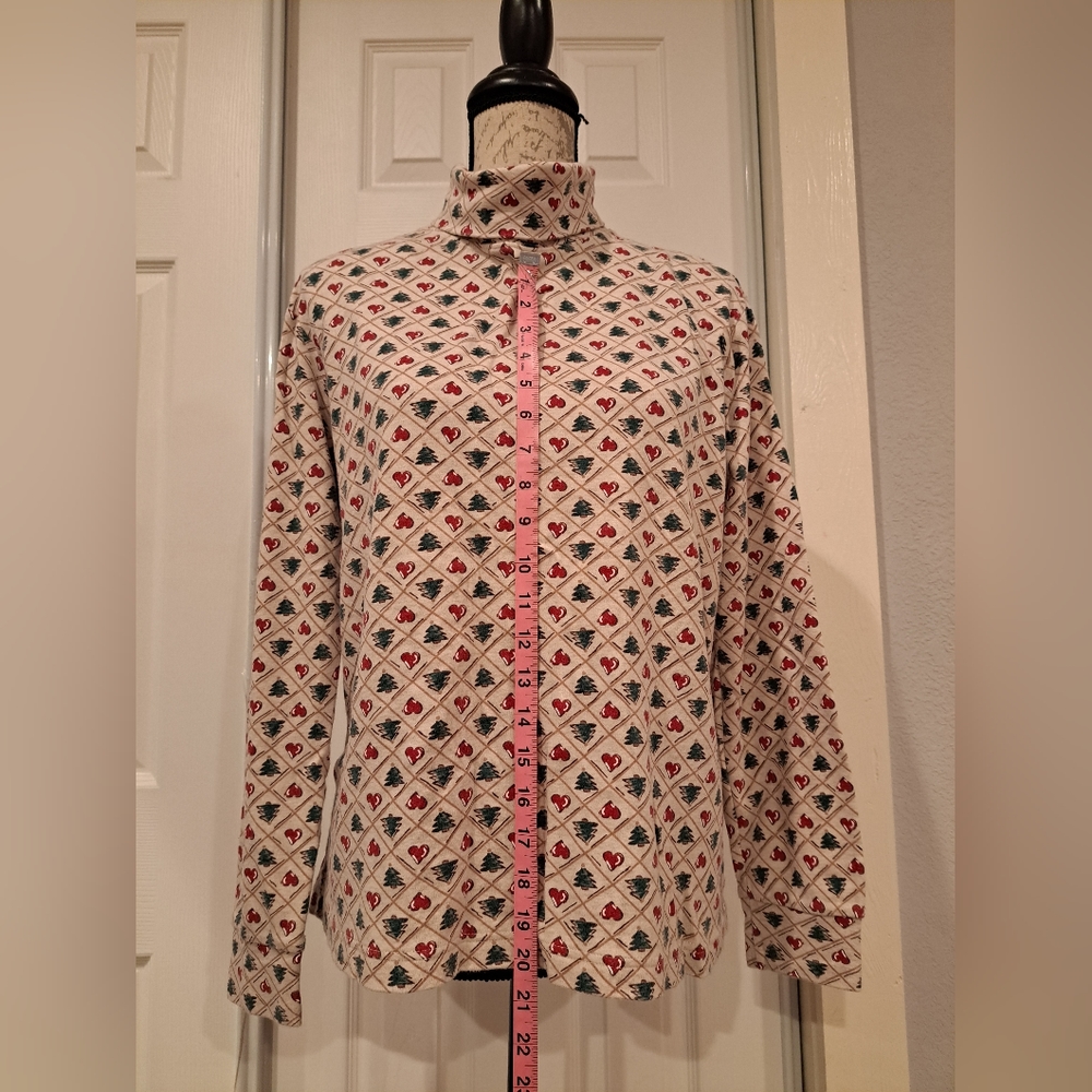 Karen Scott Christmas Turtle Neck - Xmas Trees and Hearts - Sz XL - USED - Picture 5 of 9